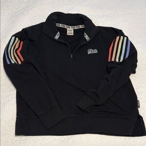 PINK Victoria's Secret Black and Red Zip Up Sweater